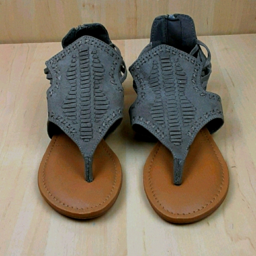 Altar'd State Leather Zip Back Sandals